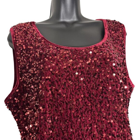 Sleeveless Deep Wine Sequin Party Dress Size XL By Nina Leonard - Picture 5 of 13